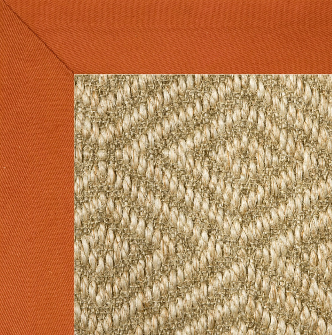 Orange binding sisal rug