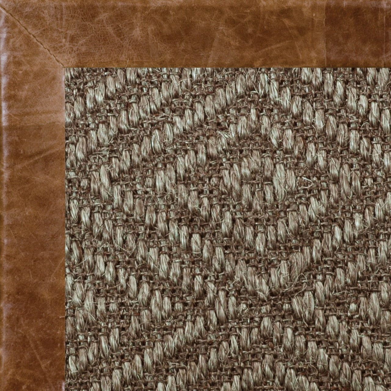 Diamond Sisal II w/ Distressed Leather Border