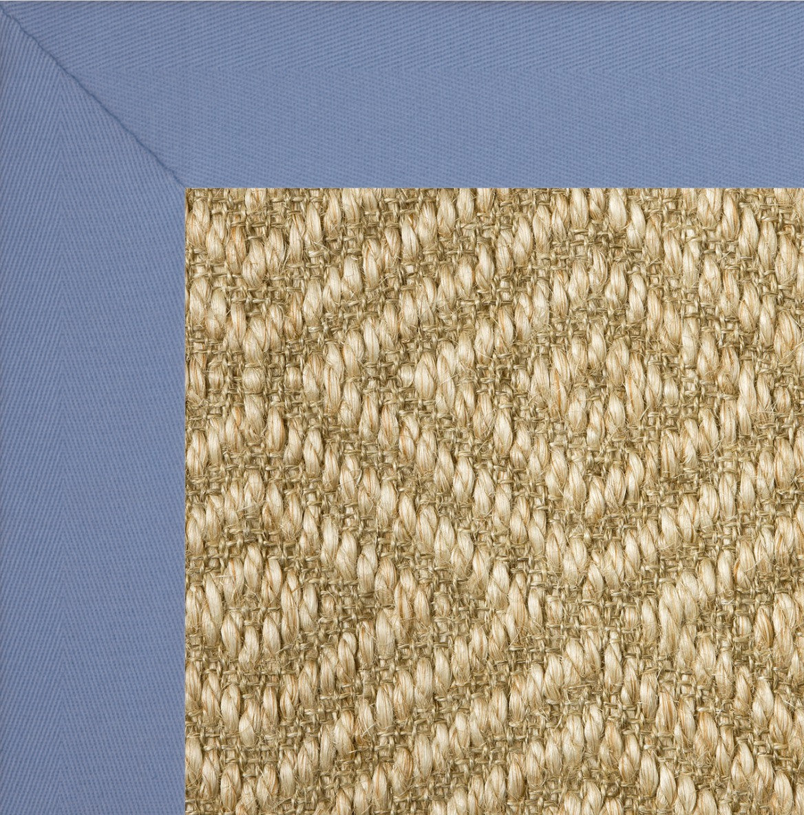 Medium blue wide cotton binding sisal rug