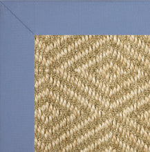 Medium blue wide cotton binding sisal rug